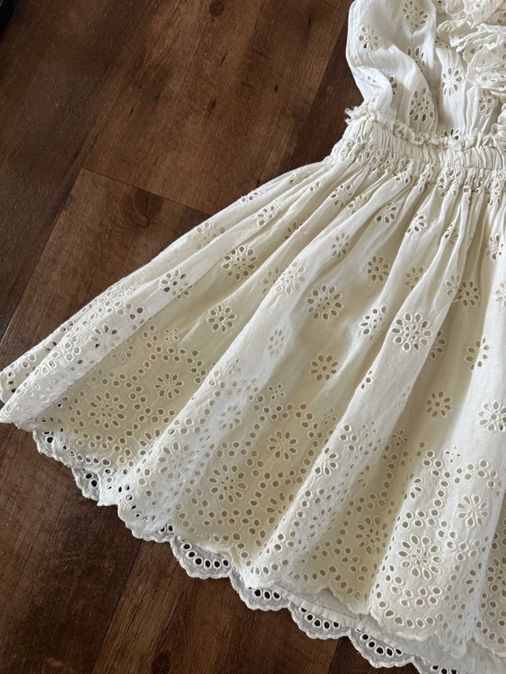 Love Shack fancy cream eyelet dress size large - Picture 3 of 6